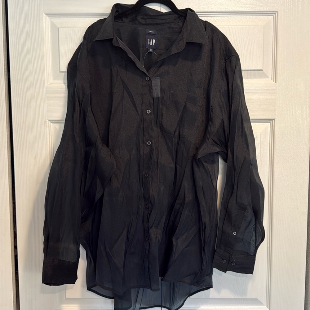 Gap metallic black Big Shirt XL oversized button down NWT